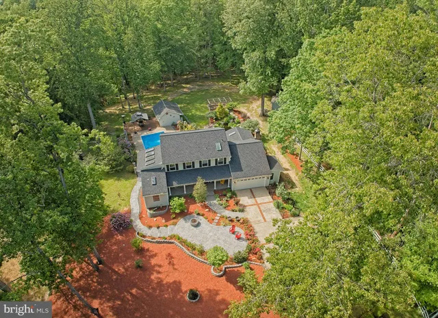 an aerial view of a house