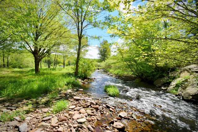 a house view with a garden and deck
