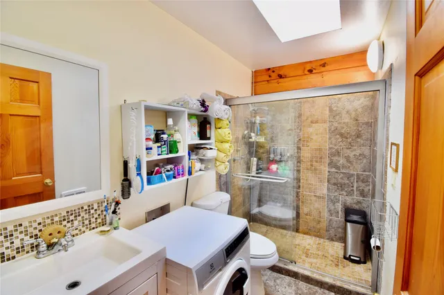 a bathroom with a sink and toilet