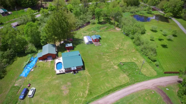 a view of an outdoor space and swimming pool