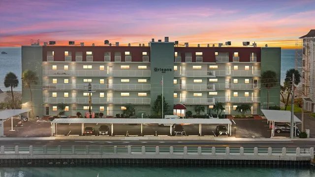 a view of a building with a street