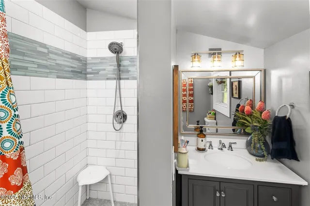 a bathroom with a shower