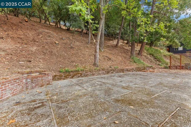 a backyard of a house with lots of green space