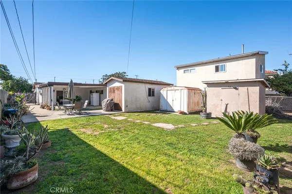 a garden view with a sitting space