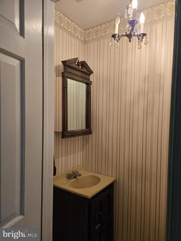a bathroom with a sink a mirror and a shower