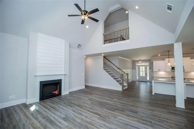a view of a hallway with a white walls