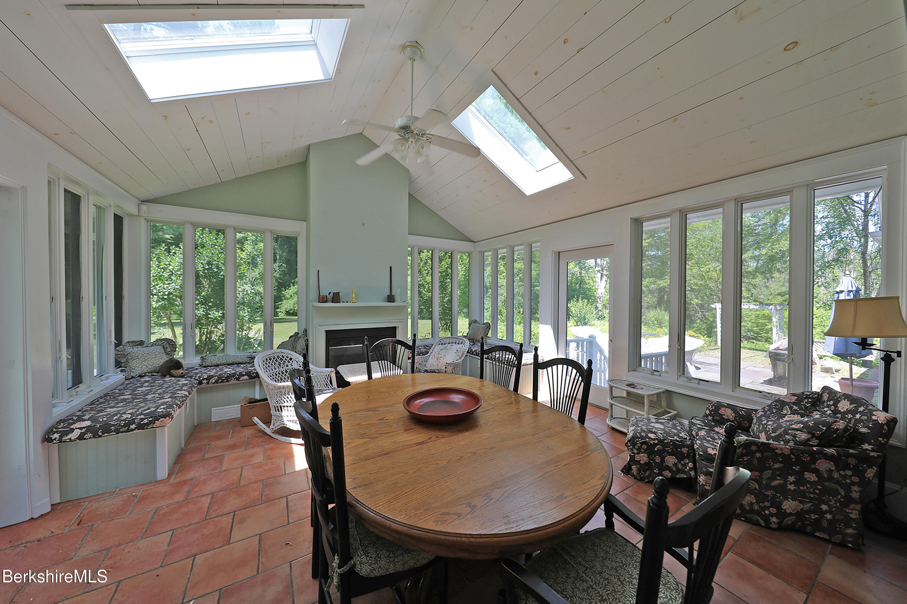 15 Interlaken Cross Road Stockbridge, MA 01262 - Photo 18 of 47 Dining with skylights & walls of glass