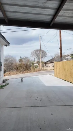 a view of a terrace has a bench