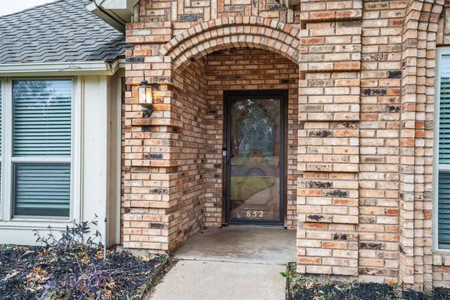 a front view of a building with a door
