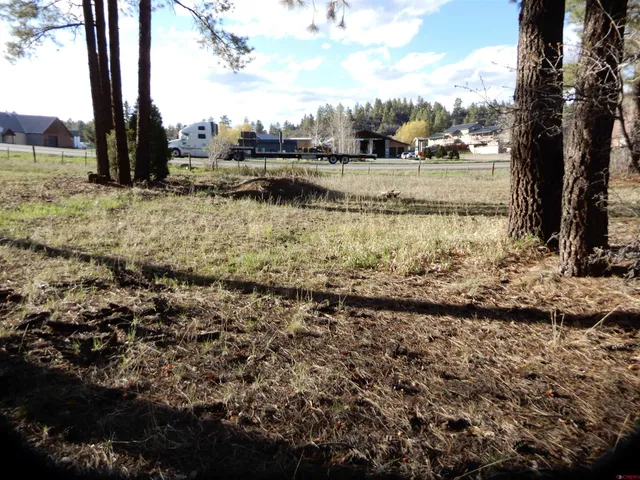 a view of a yard with wooden fence