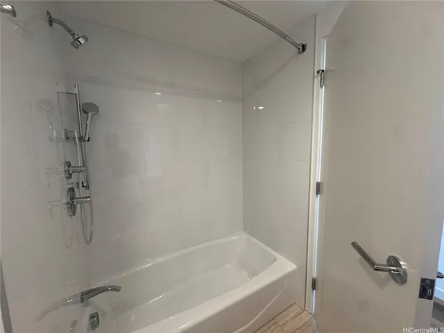 a bathroom with a bathtub