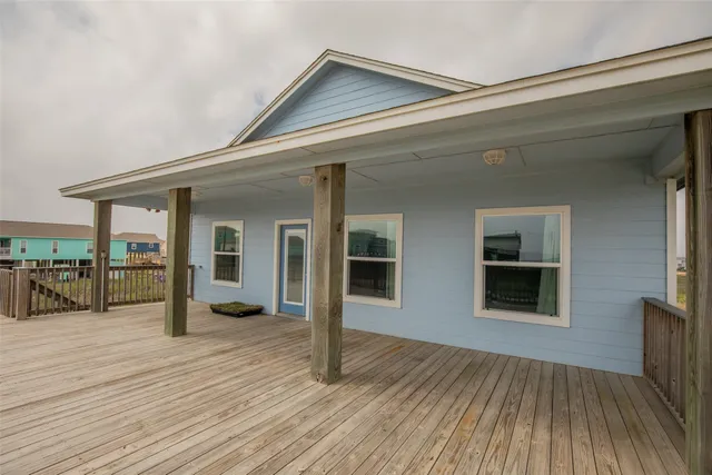 front view of a house with deck