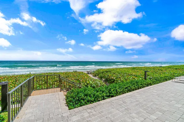 a view of an ocean with a big yard