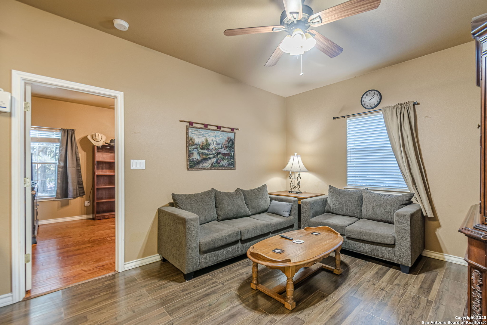 249 Lakeridge Loop Lakehills, TX 78063 - Photo 30 of 50 a living room with furniture and a wooden floor