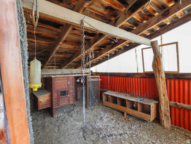 155 West Center Street Fillmore, UT 84631 - Photo 81 of 86 Open-air structure featuring exposed wood beams, a corrugated metal wall, and wooden support posts
