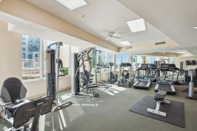a view of a room with gym equipment