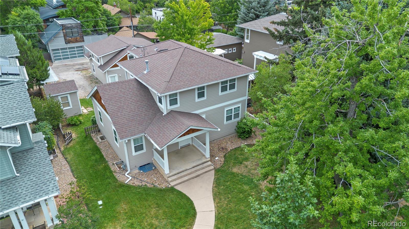 3056 8th Street Boulder, CO 80304 - Photo 35 of 45 an aerial view of a house with a garden
