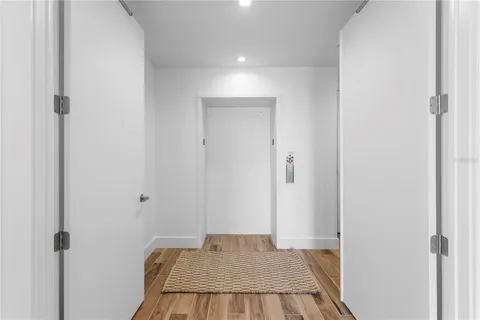 a kitchen with lots of counter top space and living room