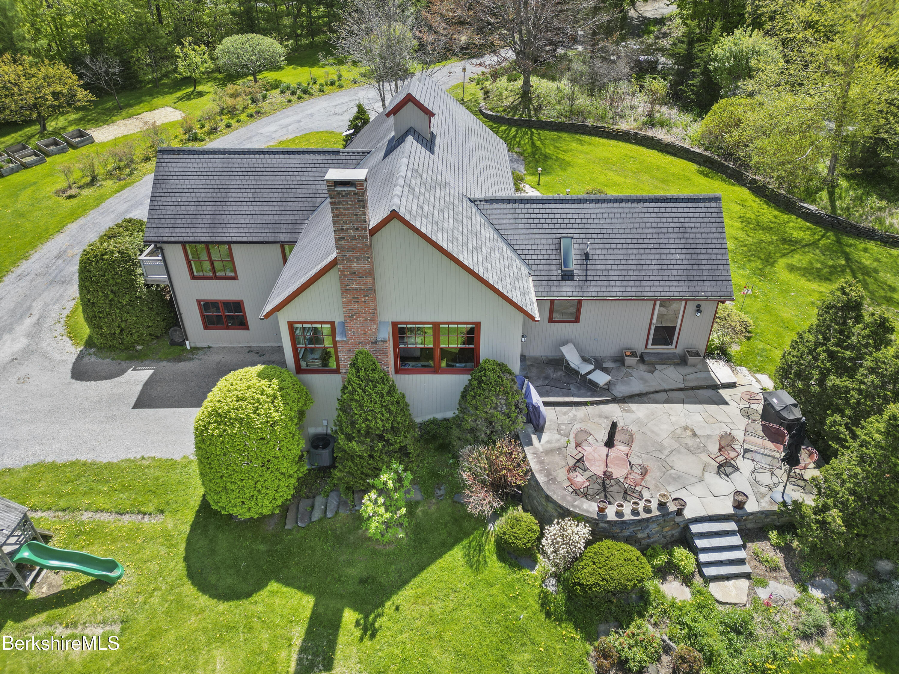 821 Pattison Road North Adams, MA 01247 - Photo 61 of 68 a aerial view of a house with table and chairs in patio