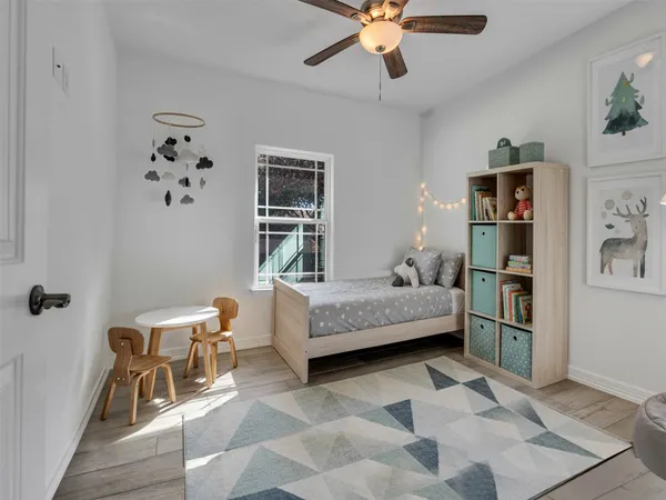 a living room with furniture and decor