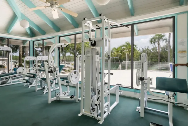 a view of a room with gym equipment