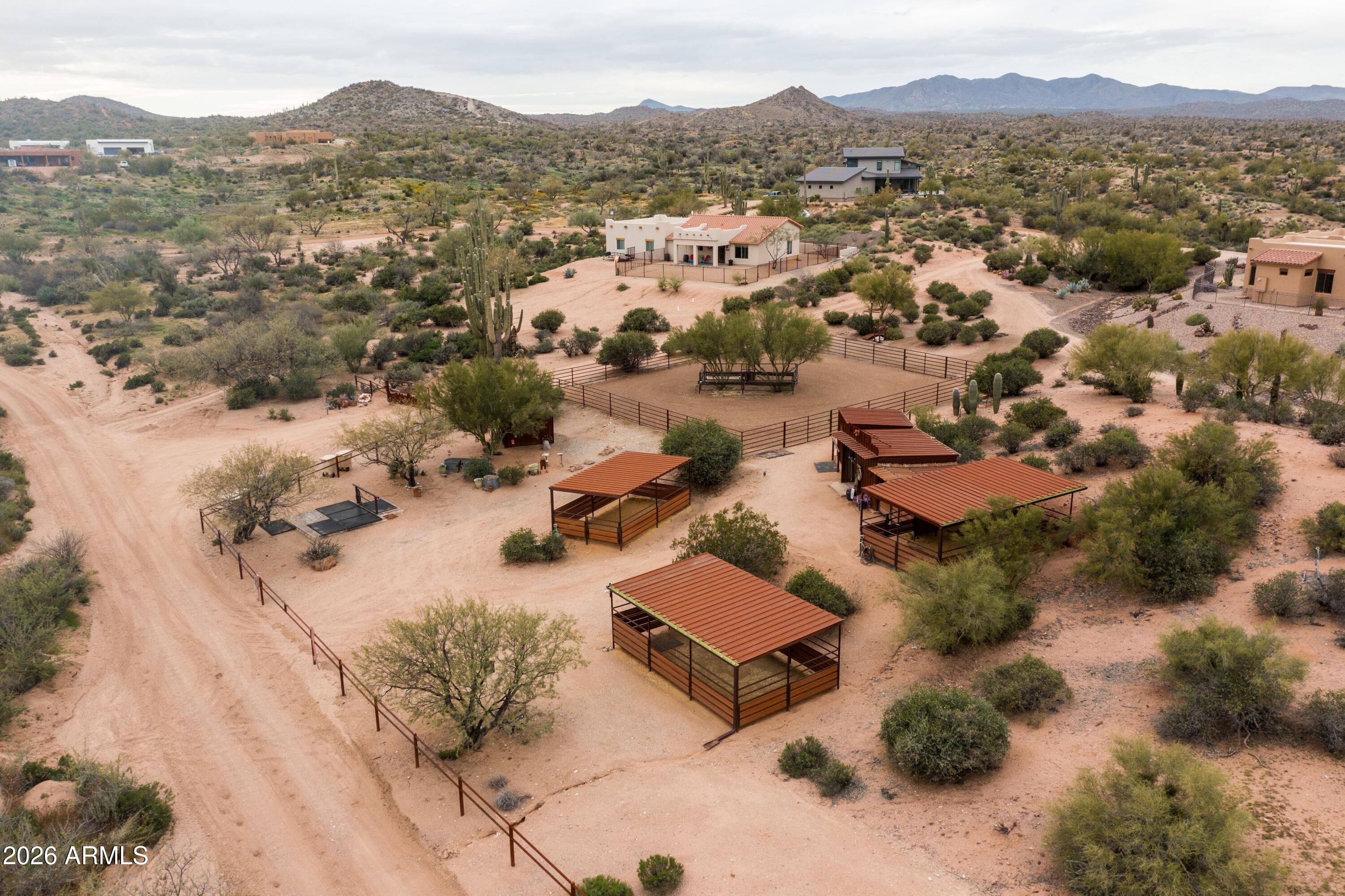 13906 East Montello Road Scottsdale, AZ 85262 - Photo 98 of 110 an aerial view of residential houses with outdoor space