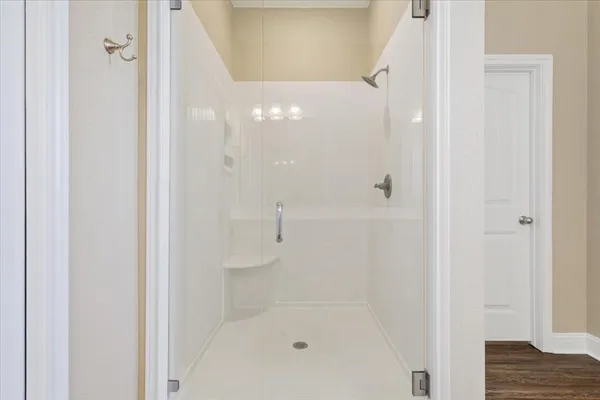 a bathroom with a bathtub