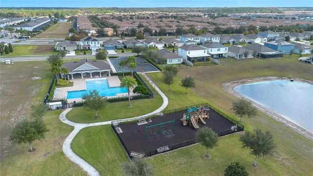 an aerial view of a house