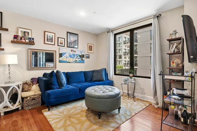 a view of a room with windows