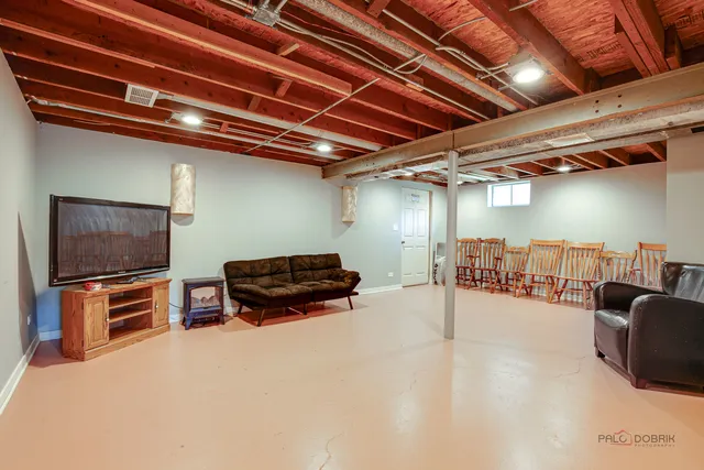 a view of a projector room with furniture