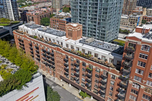 a city view with tall buildings