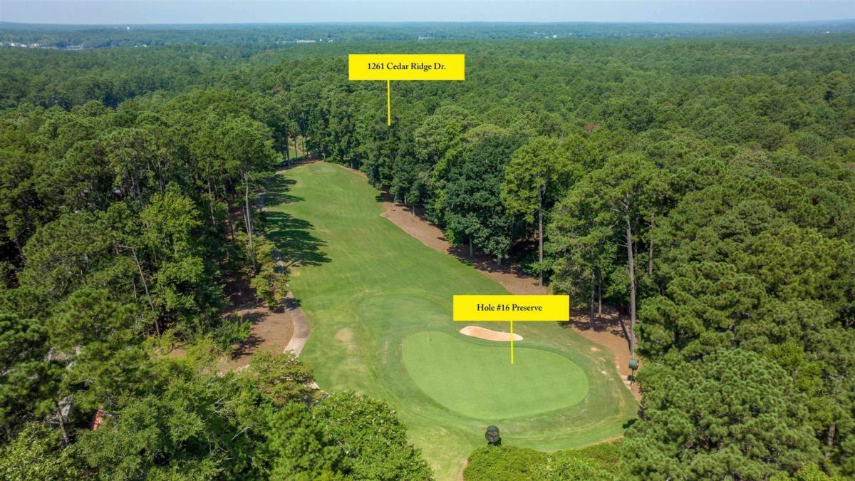 a view of a swimming pool with a yard