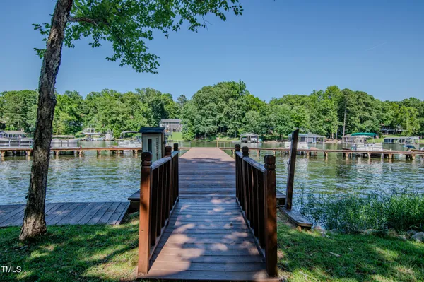 a house view with a lake view