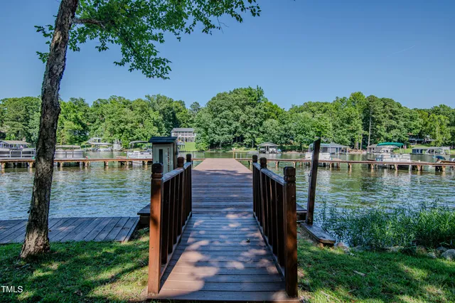a house view with a lake view