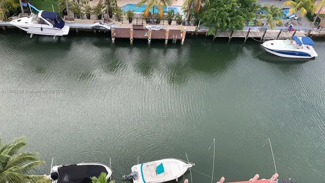 a view of a lake with boats