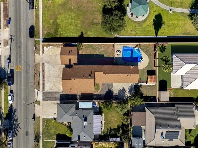 an aerial view of a house