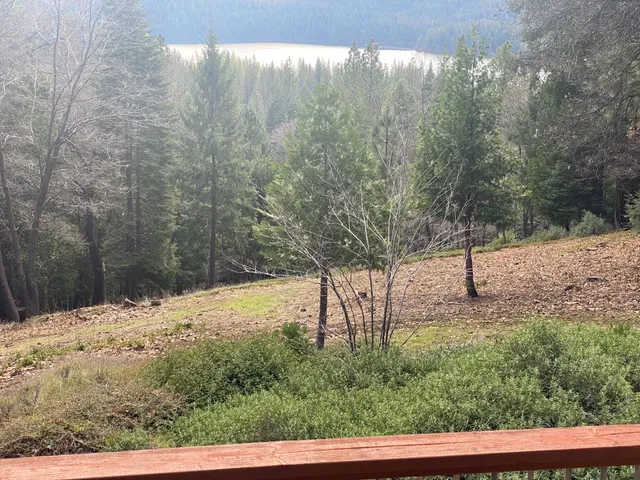 a view of a wooden door with an outdoor space
