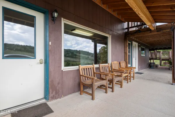 a view of an outdoor space with seating area