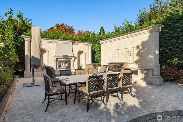 a view of an outdoor space with furniture