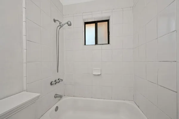 a bathroom with a bathtub