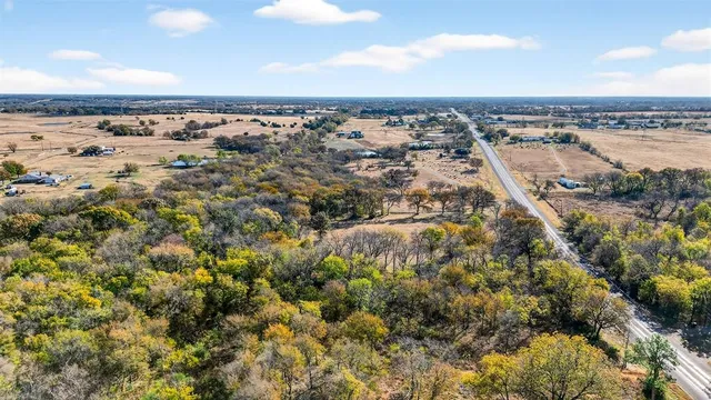 a view of a yard with large trees