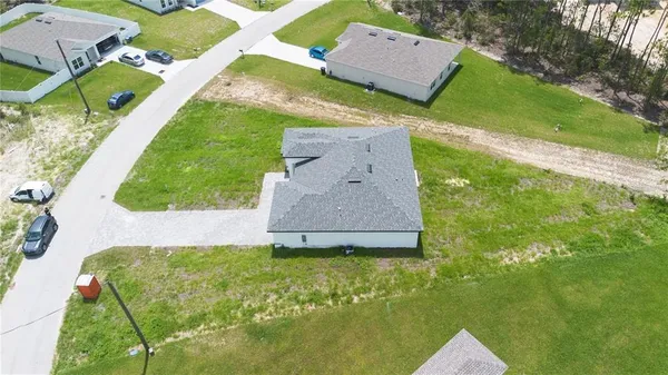 an aerial view of a house