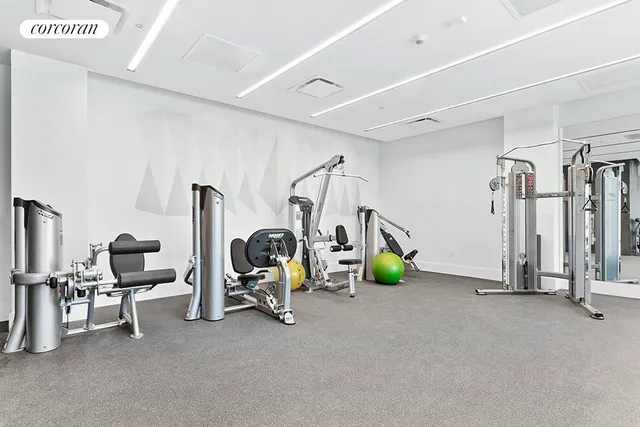 a view of a room with gym equipment