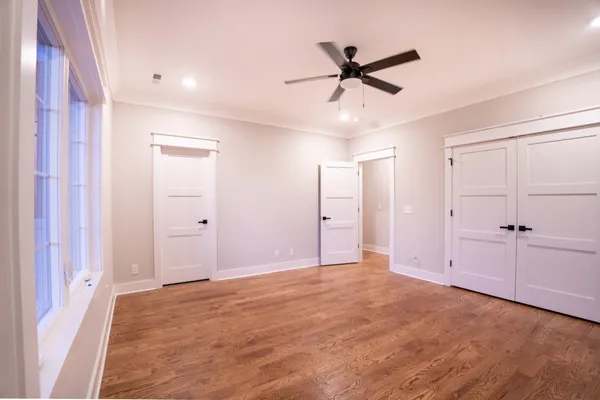 a view of a room that has a window in it