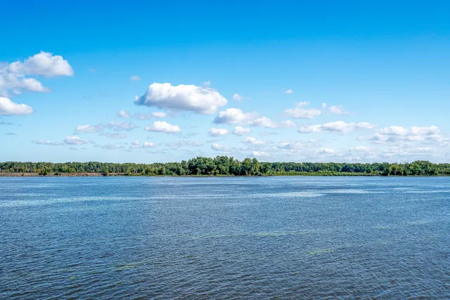 a view of a brick house with plants and wooden fence