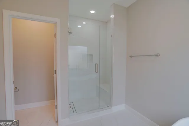 a bathroom with a shower