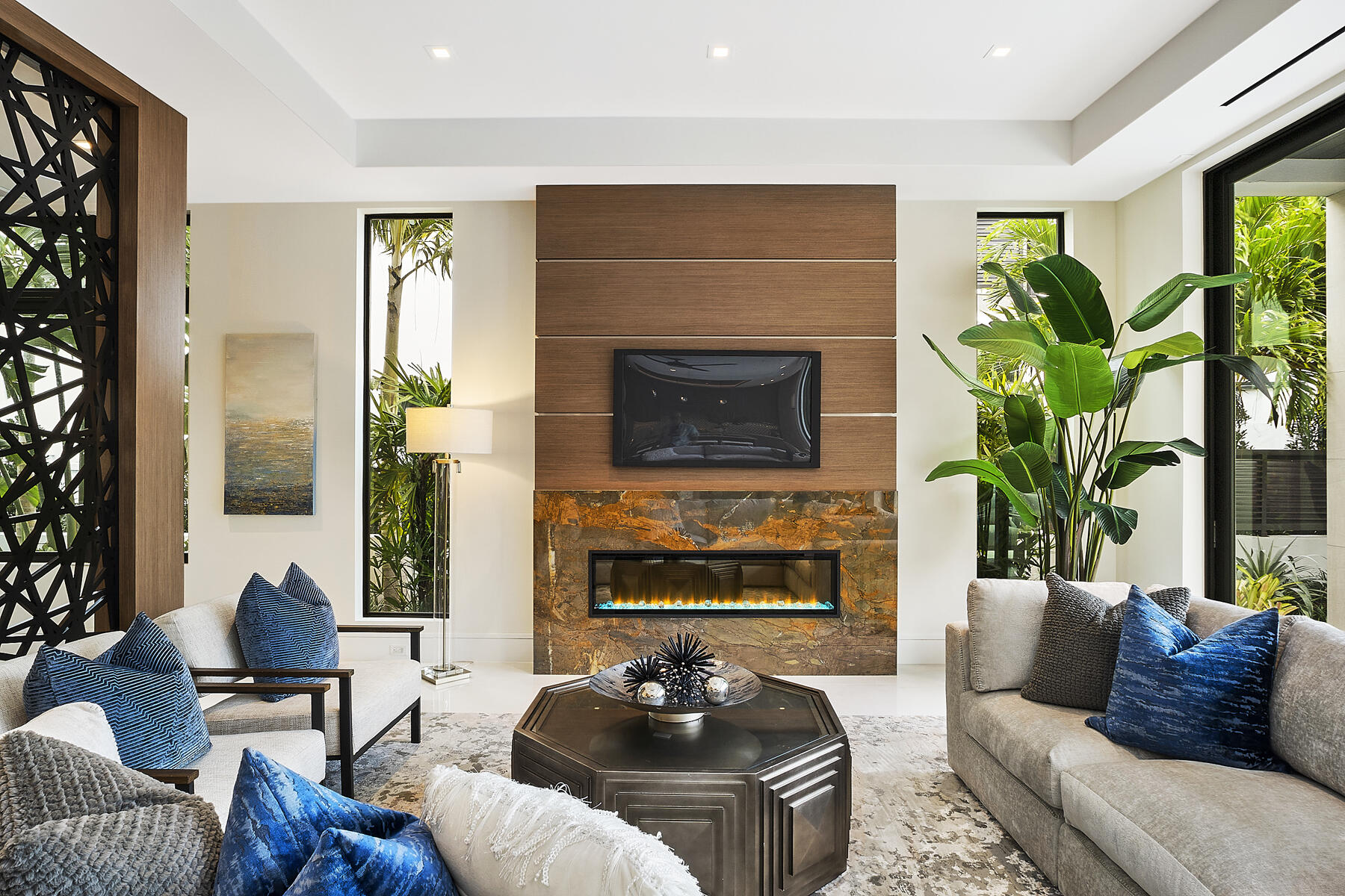 750 Palm Avenue Boca Raton, FL 33432 - Photo 12 of 96 Living Room/ Great Room w/ LED Fireplace