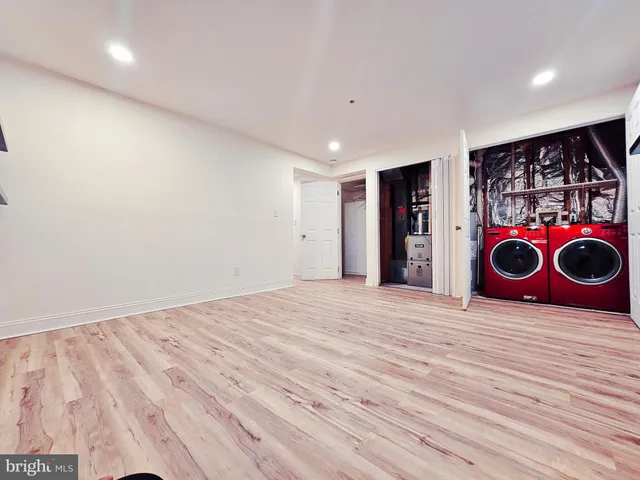 a view of an empty room with a garage