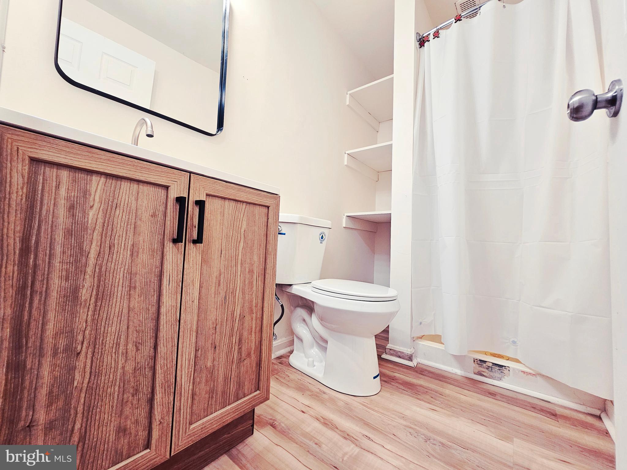 605 Villager Circle Baltimore, MD 21222 - Photo 33 of 41 a white toilet sitting next to a shower curtain