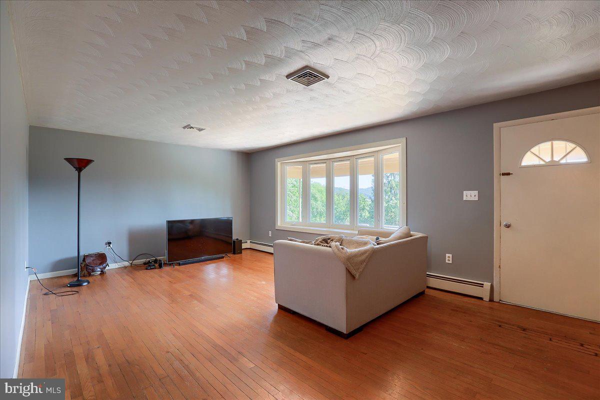 Living room with wood floors